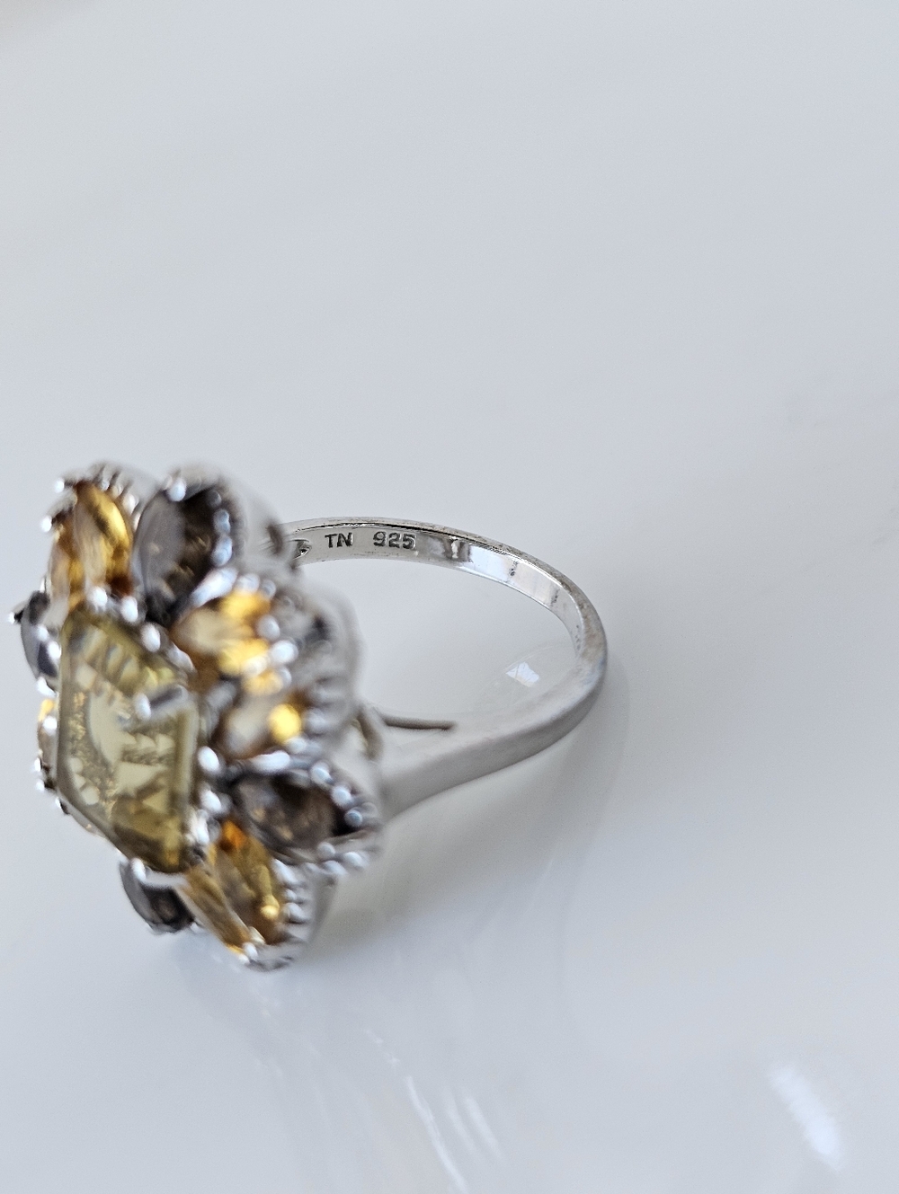 Natural Yellow Citrine & Smoky Quartz Sterling Silver Ring Size 7! - Picture 5 of 5